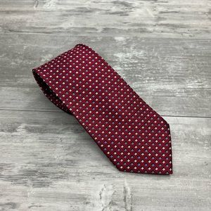 Jos A Bank Signature Red w/ Blue & White Check Silk Tie